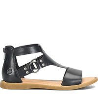 Quarter turn Women's BORN Footwear style name Indi in color Black. Sku: BR0071103