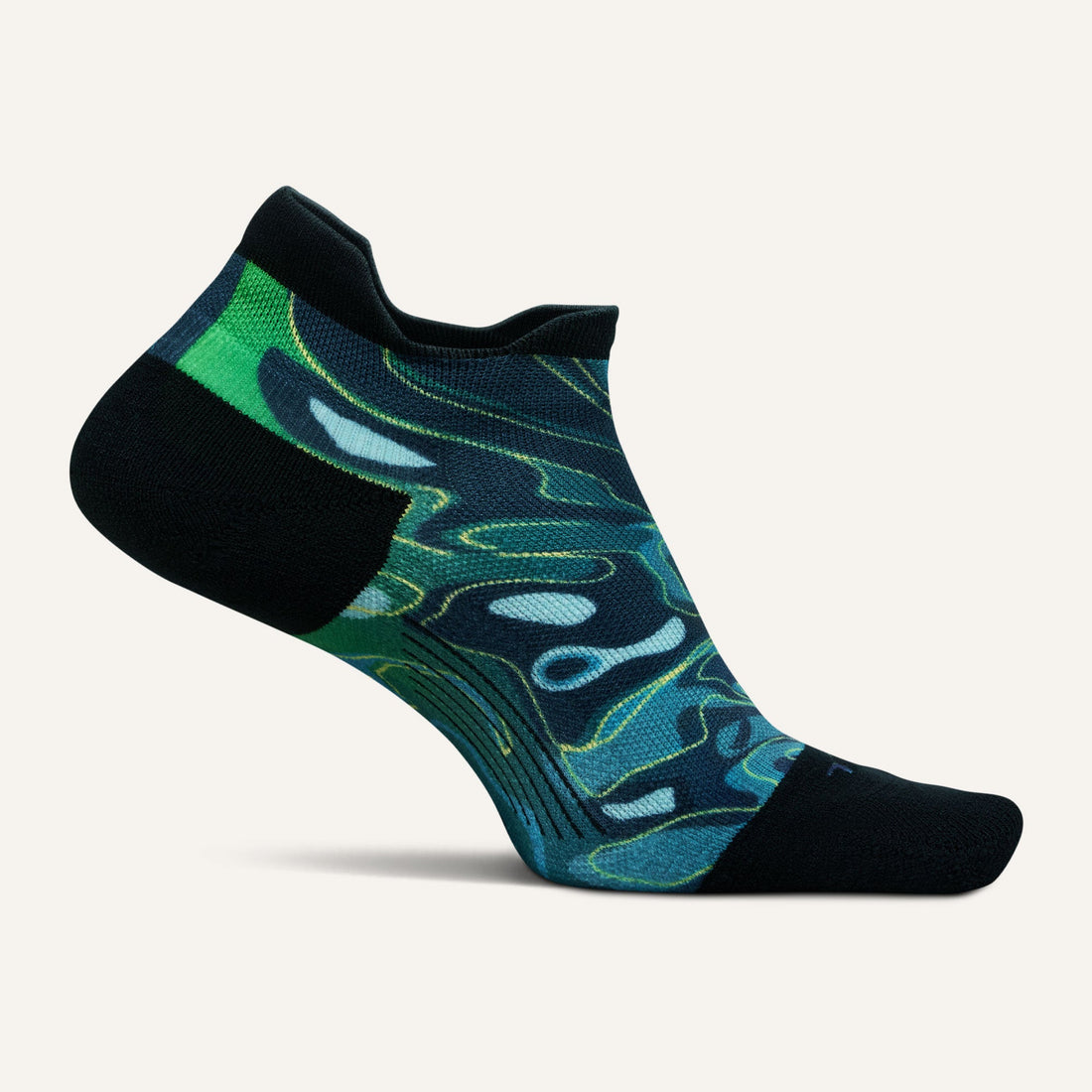 Unisex Feetures Socks style name Elite Light Cushion No Show in color Blue Green Fade Pattern. Sku: E5080837
