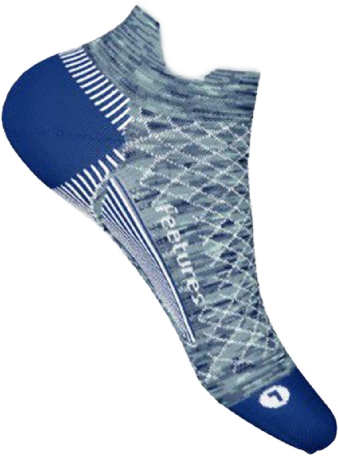 Quarter turn view Unisex Feetures Footwear style name Plantar Fasciitis Relief Light Cushion in color Sapphire. Sku: PF507894