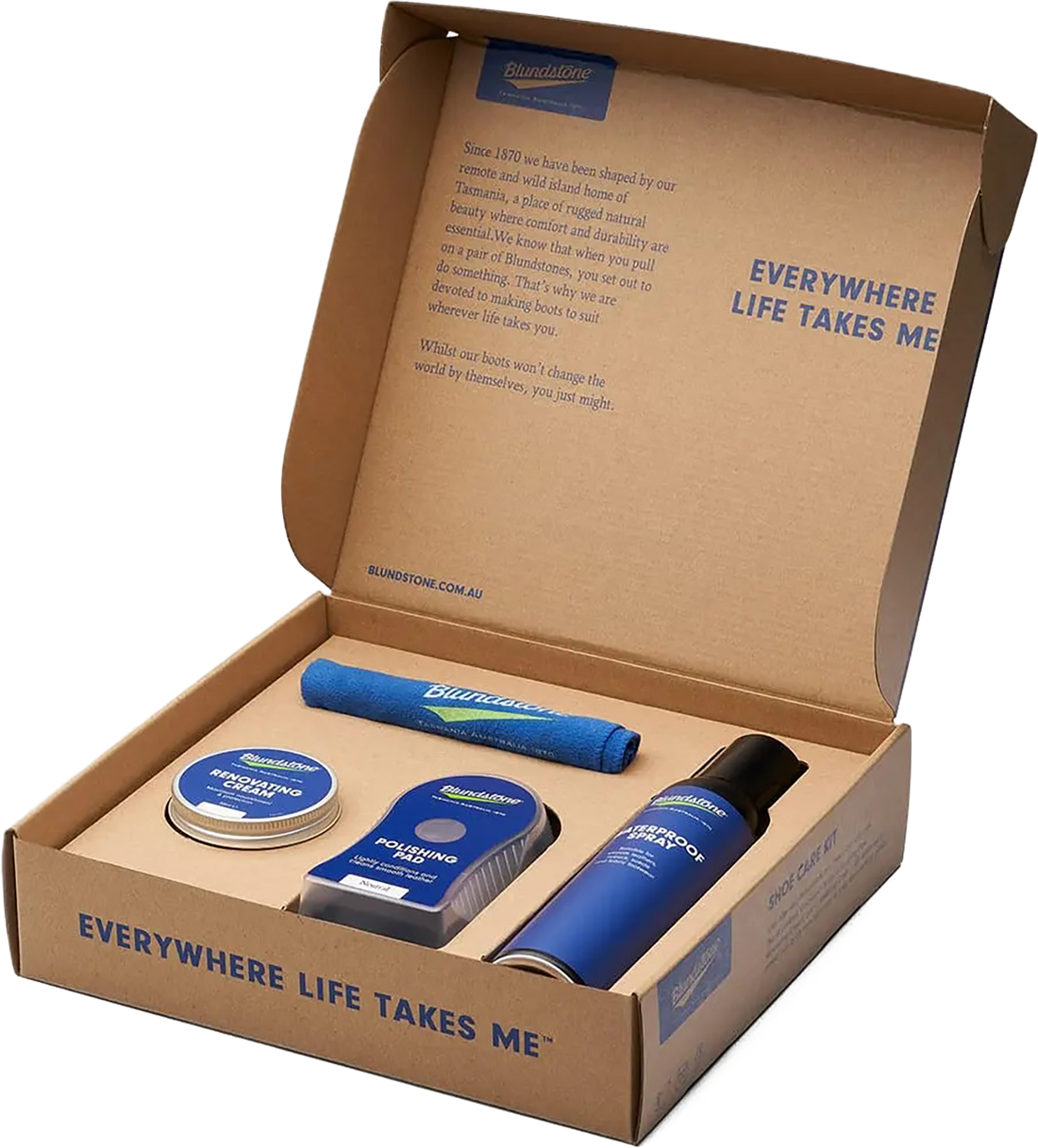 Quarter turn view Unisex Blundstone Care Product style name Shoe Care Kit in color BLACK. Sku: SHOECARE-BLK